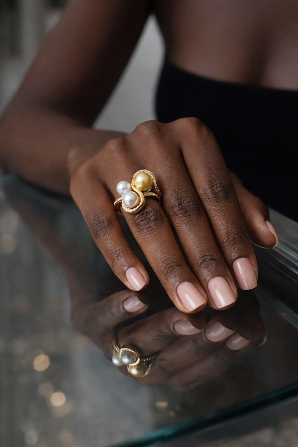 Bague Akoya Signature — Pièce Unique en Or 18 Carats & Perles d'Akoya